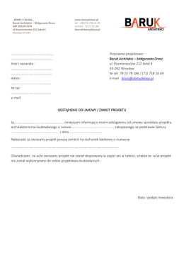 odstąpienie zwrot projektu