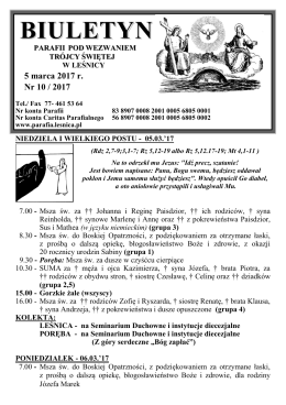 biuletyn - Parafia pw. Trójcy Świętej w Leśnicy