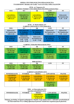 OPIEKA PSYCHOLOGICZNO-PEDAGOGICZNA TYGODNIOWY