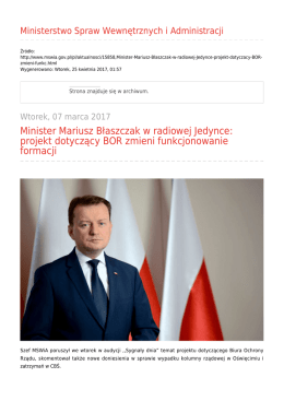 Minister Mariusz Błaszczak w radiowej Jedynce