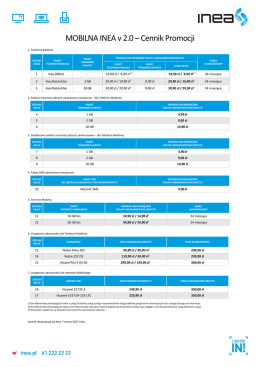 MOBILNA INEA v 2.0 – Cennik Promocji