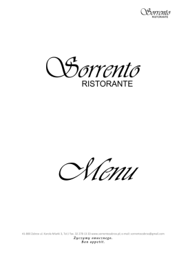 Karta MENU - Sorrento Zabrze
