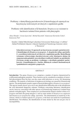 Problemy z identyfikacją paciorkowców β