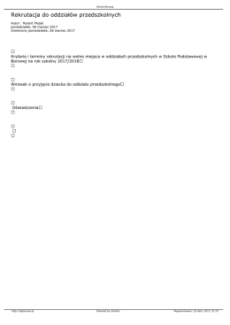 Rekrutacja do oddziałów przedszkolnych