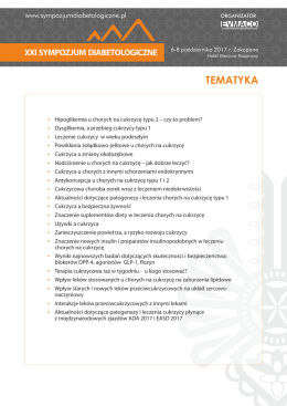 tematyka - XXI SYMPOZJUM DIABETOLOGICZNE