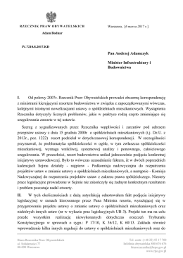 Wystapienie RPO w sprawie prawa społdzielczego, 6.03.2017