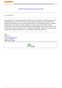Specjalista ds. rekrutacji kurs online z zaśw. MEN