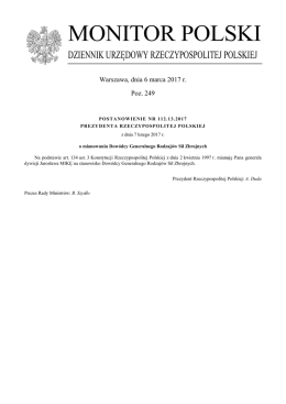 Postanowienie nr 112.13.2017 Prezydenta