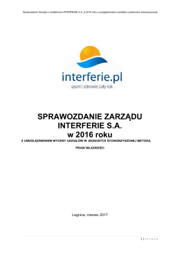 Sprawozdanie Zarządu z wyceną za rok 2016