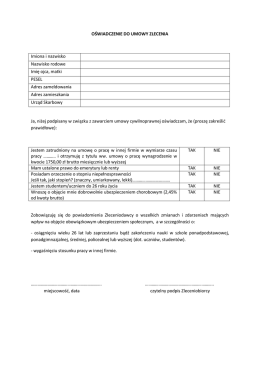 OŚWIADCZENIE DO UMOWY ZLECENIA Imiona i nazwisko