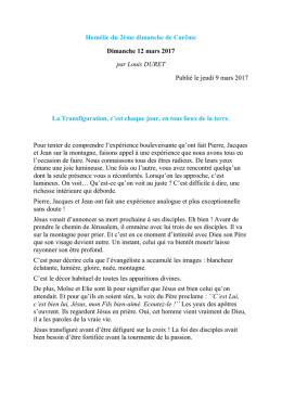 Homélie du 2ème dimanche de Carême Dimanche 12 mars 2017