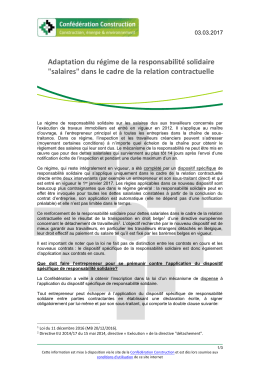 Adaptation du régime de la responsabilité solidaire