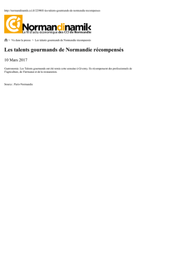 Les talents gourmands de Normandie r&eacute;compens&eacute;s