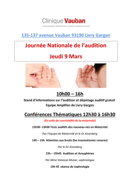 Journ&eacute;e Nationale de l`audition Jeudi 9 Mars