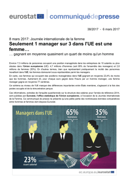 Seulement 1 manager sur 3 dans l`UE est une femme…