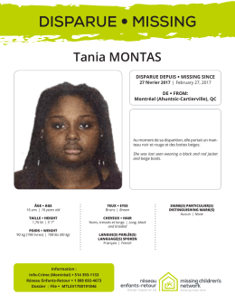 Tania MONTAS DISPARUE - Missing Children`s Network