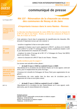 communiqué de presse - DIR Ouest - Ministère de l`Environnement