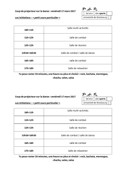 Coup de projecteur sur la danse : vendredi 17 mars 2017 Les