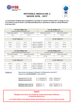 nationale masculine 2 saison 2016 – 2017