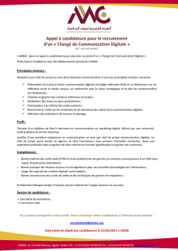 Appel &agrave; candidature pour le recrutement d`un &laquo; Charg&eacute; de