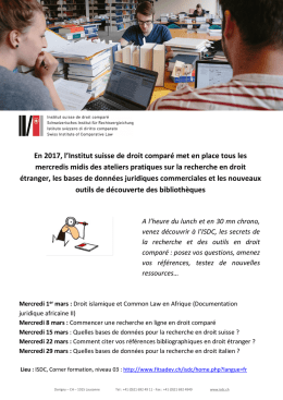 En 2017, l`Institut suisse de droit comparé met en place tous les