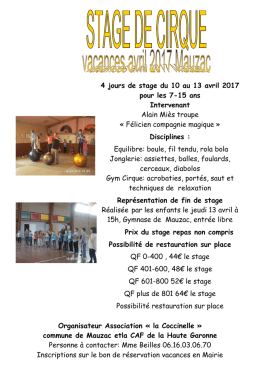 stage cirque 2017 - La Coccinelle de Mauzac