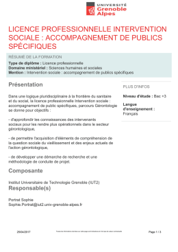 LICENCE PROFESSIONNELLE INTERVENTION SOCIALE