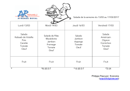 Salade de la semaine du 13/03 au 17/03/2017 Lundi 13/03 Mardi 14