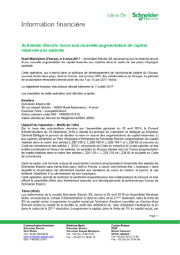 Augmentation de capital 2017 réservée aux