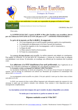Trompes de France Le prix de la journée est fixé à 68,00 €, il