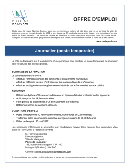 offre d`emploi - Ville de Matagami