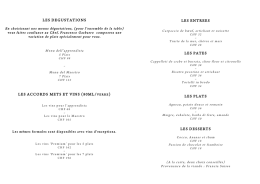 Notre Menu - La Bottega Trattoria