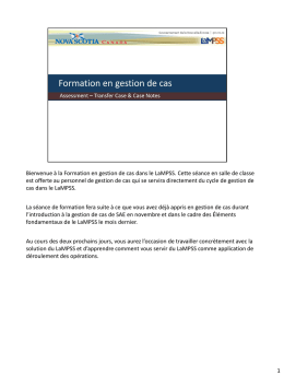 Transfer d`un cas et notes liées au cas