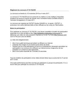 Règlement du concours - Belle et Bum - Télé