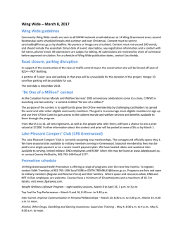 Wing Wide &ndash; March 8, 2017 Wing Wide guidelines Road closure