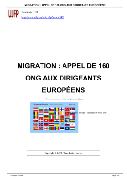 migration : appel de 160 ong aux dirigeants européens