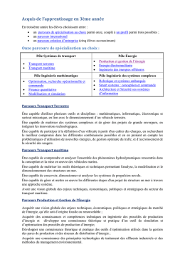 Acquis de l`apprentissage en 3ème année