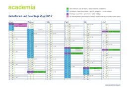 Schulferien und Feiertage Zug 2017