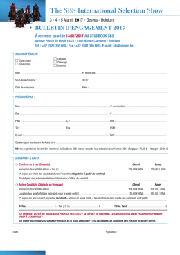 Bulletin d`engagement - International Selection Show