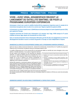 vv09 &ndash; avec vega, arianespace reussit le lancement du satellite
