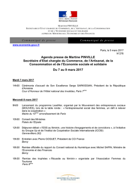 Agenda presse de Martine PINVILLE Secrétaire d`Etat chargée du