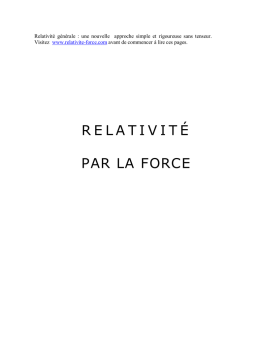 Relativité par la Force. Table des matières.