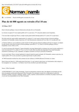 Plus de 66 000 agents en retraite d`ici 10 ans