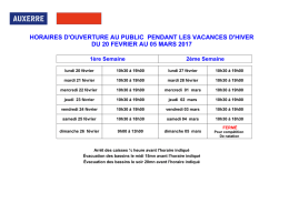 Horaires vacances de f&eacute;vrier 2017