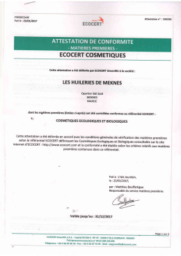 Certificat ECOCERT