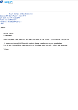 Sujet: Compte-rendus de sessions