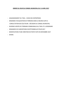 ORDRE DU JOUR DU CONSEIL MUNICIPAL DU 11 AVRIL 2017
