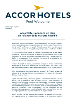 AccorHotels annonce un plan de relance de la marque
