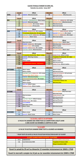 CLUB DE TIR BALLE D`ARGENT DE SOREL INC. AVRIL MAI JUIN