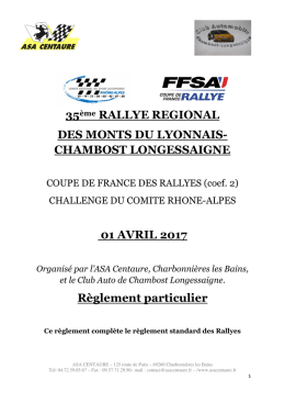 Règlement - Rallye Sport